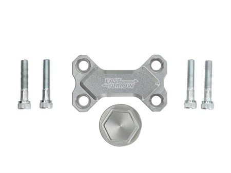 Plaque pontet de guidon 4 trous 60 x30, alu CNC argenté, fourche EBR et vélomoteurs Puch