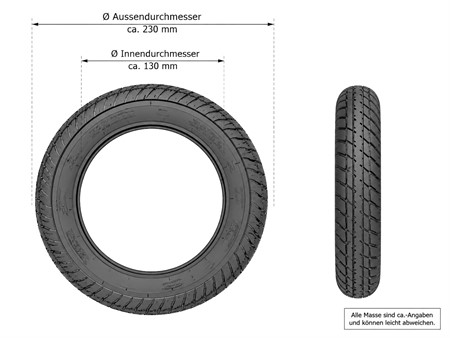 E-Scooter Reifen 8 1/2x2 oder 8.5x2 Standard Pneu Ø innen: 130mm