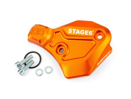 Couvercle de pompe à huile Stage 6 aluminium orange, Minarelli AM6 Couvercle de pompe à huile Stage 6 aluminium orange, Minarelli AM6