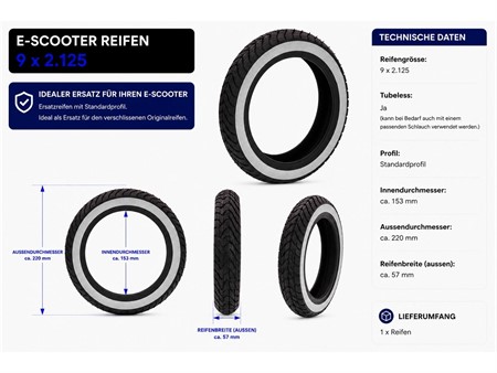 E-Scooter Reifen 9x2.125 TL Standard Pneu SOFLOW