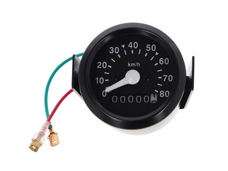 Tachometer Ø 60 mm bis 80 km/h Tomos - universal schwarz mit Beleuchtung