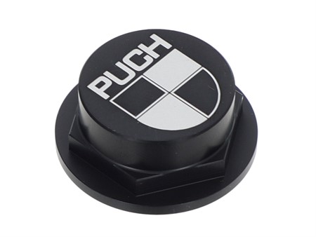 Écrou de colonne de direction CLAW M26x1 alu noir avec logo, fourche Puch Écrou de colonne de direction CLAW M26x1 alu noir avec logo, fourche Puch