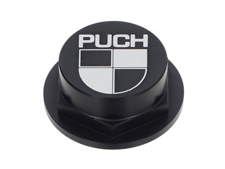 Lenkkopfmutter CLAW M26x1 Puch Aluminium schwarz mit Logo