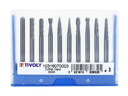 Jeu de mini-fraises carbure Ø 3 mm Tivoly Jeu de mini-fraises carbure Ø 3 mm Tivoly