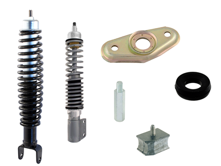 Stossdämpfer Set Vespa PX 125-200 1998-2016 vorne / hinten inkl. Montagematerial Stossdämpfer Set Vespa PX 125-200 1998-2016 vorne / hinten inkl. Montagematerial