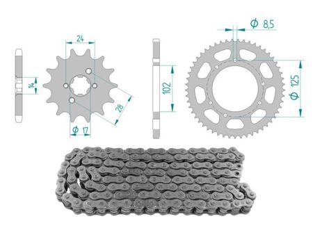 Kit chaîne acier 14 x 53 / 420 sans O-Ring (K2860), Derbi Senda DRD SM Kit chaîne acier 14 x 53 / 420 sans O-Ring (K2860), Derbi Senda DRD SM