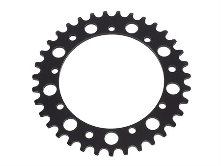 Couronne AKOA alu noir anodisé 35 dents, vélomoteurs Puch Maxi