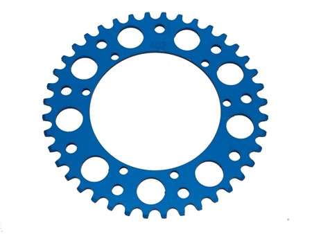 Couronne AKOA alu bleu anodisé 40 dents, vélomoteurs Puch Maxi