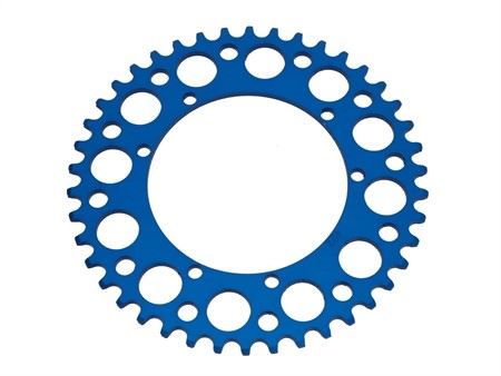 Couronne AKOA alu bleu anodisé 42 dents, vélomoteurs Puch Maxi