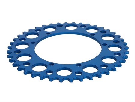 Couronne AKOA alu bleu anodisé 42 dents, vélomoteurs Puch Maxi