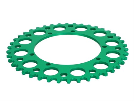 Couronne AKOA alu vert anodisé 42 dents, vélomoteurs Puch Maxi