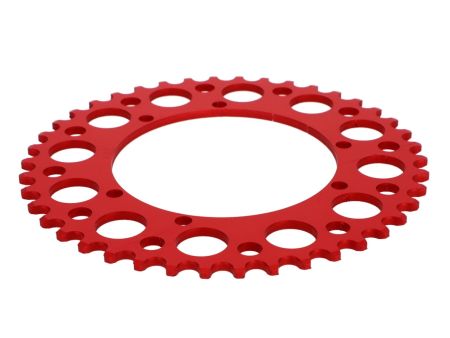 Couronne AKOA alu "rouge anodisé" 42 dents, vélomoteurs Puch Maxi