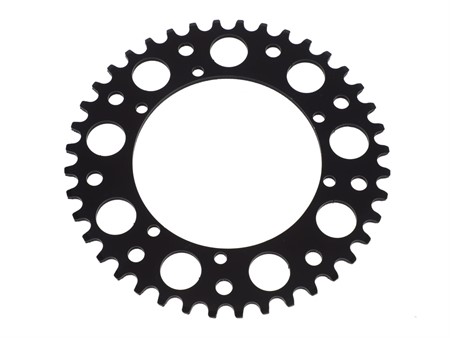 Couronne AKOA alu noir anodisé 42 dents, vélomoteurs Puch Maxi