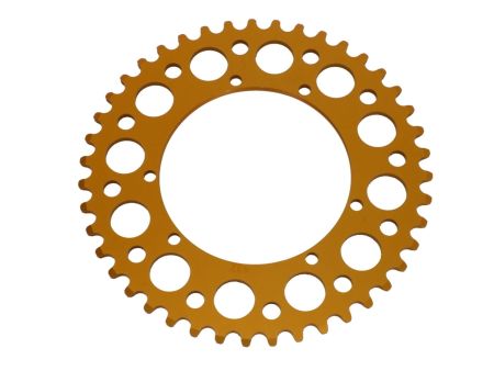 Couronne AKOA alu "or anodisé" 43 dents, vélomoteurs Puch Maxi