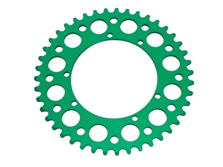 Couronne AKOA alu vert anodisé 43 dents, vélomoteurs Puch Maxi