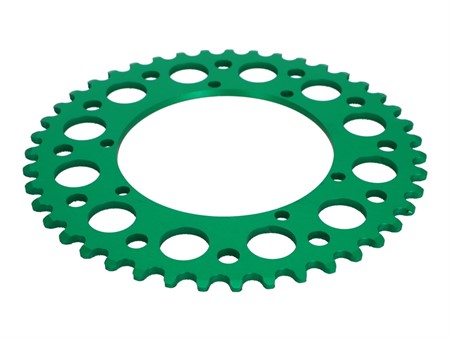 Couronne AKOA alu vert anodisé 43 dents, vélomoteurs Puch Maxi