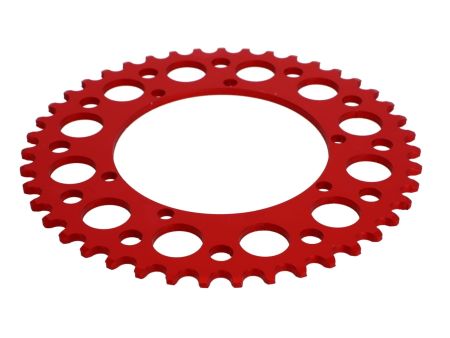 Couronne AKOA alu "rouge anodisé" 43 dents, vélomoteurs Puch Maxi