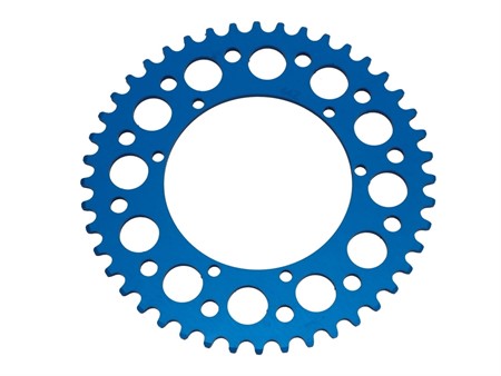 Couronne AKOA alu bleu anodisé 44 dents, vélomoteurs Puch Maxi