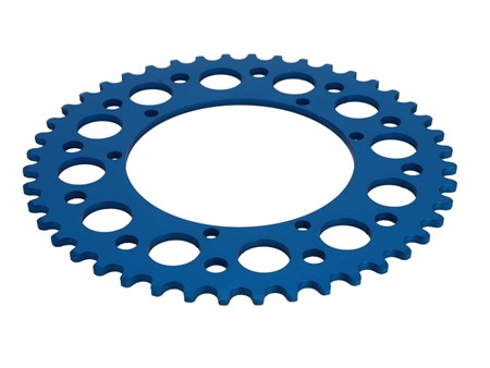 Couronne AKOA alu bleu anodisé 44 dents, vélomoteurs Puch Maxi