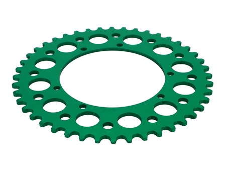 Couronne AKOA alu vert anodisé 44 dents, vélomoteurs Puch Maxi