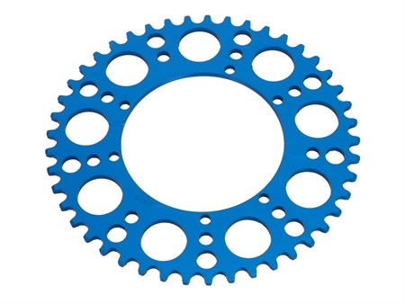 Couronne AKOA alu bleu anodisé 45 dents, vélomoteurs Puch Maxi