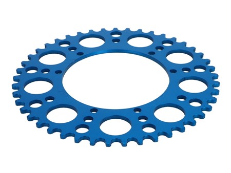 Couronne AKOA alu bleu anodisé 45 dents, vélomoteurs Puch Maxi