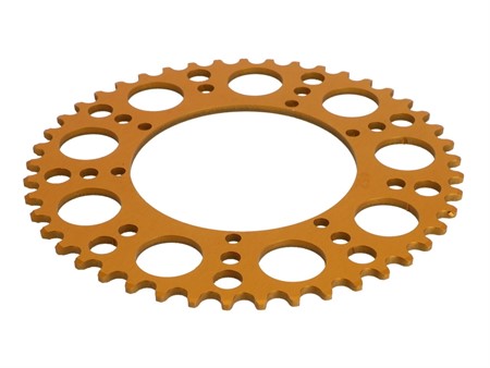 Couronne AKOA alu "or anodisé" 45 dents, vélomoteurs Puch Maxi
