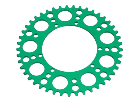 Couronne AKOA alu vert anodisé 45 dents, vélomoteurs Puch Maxi