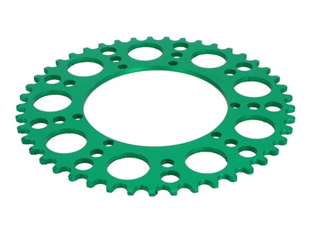Couronne AKOA alu vert anodisé 45 dents, vélomoteurs Puch Maxi