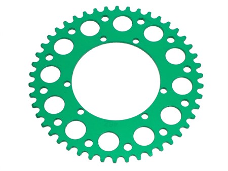 Couronne AKOA alu vert anodisé 46 dents, vélomoteurs Puch Maxi