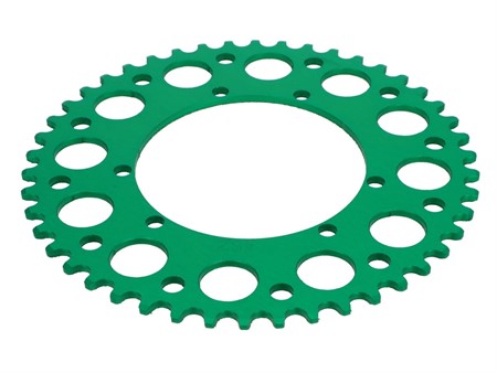 Couronne AKOA alu vert anodisé 46 dents, vélomoteurs Puch Maxi