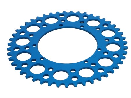 Couronne AKOA alu bleu anodisé 47 dents, vélomoteurs Puch Maxi