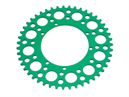 Couronne AKOA alu vert anodisé 47 dents, vélomoteurs Puch Maxi