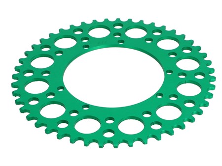 Couronne AKOA alu vert anodisé 47 dents, vélomoteurs Puch Maxi