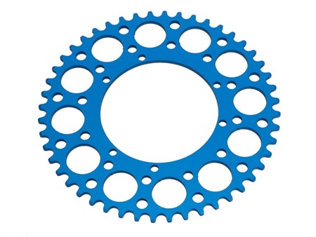 Couronne AKOA alu bleu anodisé 48 dents, vélomoteurs Puch Maxi