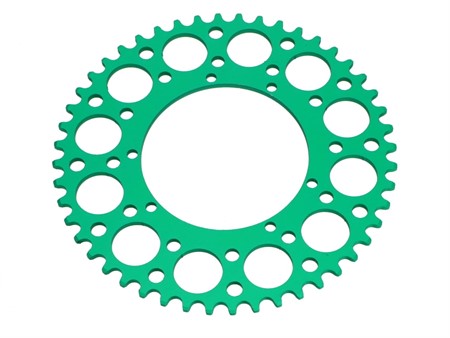 Couronne AKOA alu vert anodisé 48 dents, vélomoteurs Puch Maxi