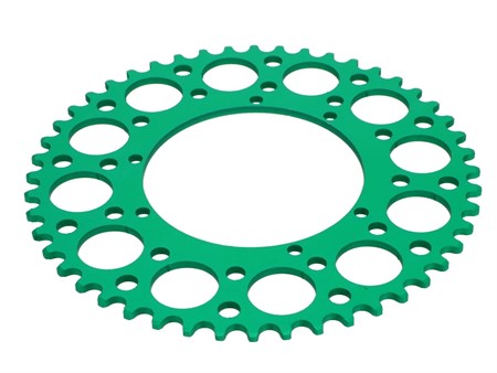 Couronne AKOA alu vert anodisé 48 dents, vélomoteurs Puch Maxi