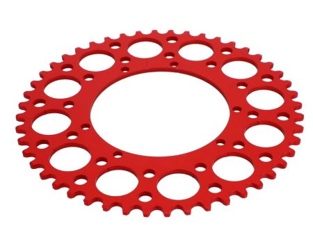 Couronne AKOA alu "rouge anodisé" 48 dents, vélomoteurs Puch Maxi