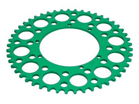Couronne AKOA alu vert anodisé 49 dents, vélomoteurs Puch Maxi