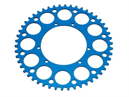 Couronne AKOA alu bleu anodisé 50 dents, vélomoteurs Puch Maxi