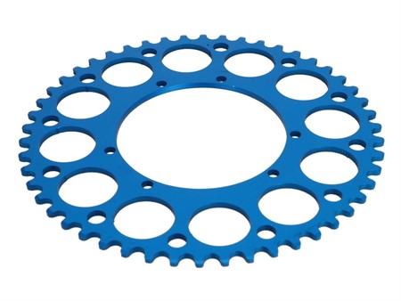 Couronne AKOA alu bleu anodisé 50 dents, vélomoteurs Puch Maxi