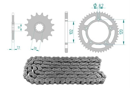 Kettenkit 13 x 47 / 420 ohne O-Ring (K1359) Stahl