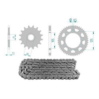 Kettenkit Peugeot XPS, XP 13 x 48 / 420 ohne O-Ring (K2008) Stahl