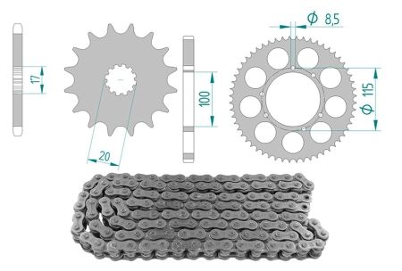 Kit chaîne 12 x 58 / 428 sans O-Ring (K3601) acier, moto Fantic Caballero 50cc TMX180 M Kit chaîne 12 x 58 / 428 sans O-Ring (K3601) acier, moto Fantic Caballero 50cc TMX180 M