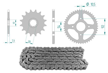 Kit chaine acier 12 x 47 / 420 sans O-Ring (K3438), MBK X-Power / Yamaha TZR Kit chaine acier 12 x 47 / 420 sans O-Ring (K3438), MBK X-Power / Yamaha TZR