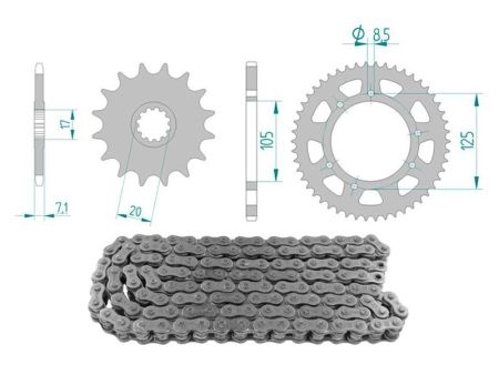 kit chaîne Yamaha DTR50 13 x 53 / 420 sans O-Ring (K3436) acier kit chaîne Yamaha DTR50 13 x 53 / 420 sans O-Ring (K3436) acier
