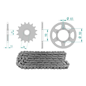 Kettenkit CPI Supermotard/Supercross 50 13 x 56 / 420 ohne O-Ring, Stahl