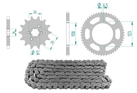 Kettenkit 12 x 52 / 420 ohne O-Ring (K2918) Stahl