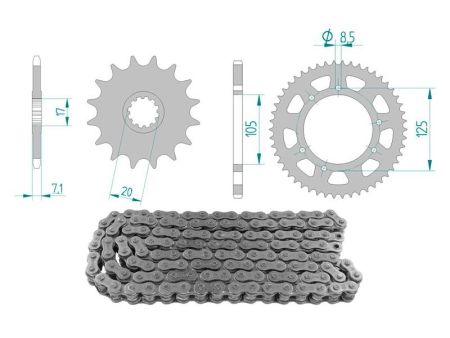 Kettenkit 12 x 52 / 420 ohne O-Ring (K3894) Stahl