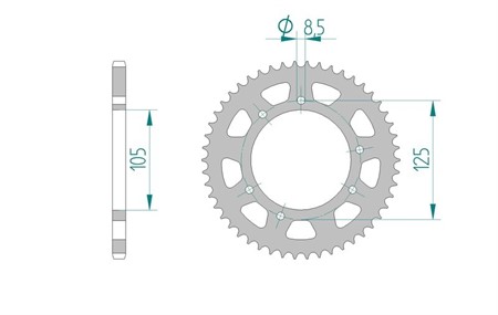 Couronne acier 44 dents 420, Derbi Senda R à partir de 2000